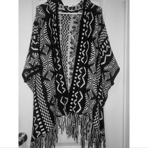 Tribal/Aztec Poncho Cape Sweater w/ Hood!